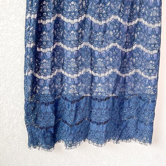 Jax Navy Blue Lace Overlay Cocktail Dress, Size 6 - Picture 2 of 5